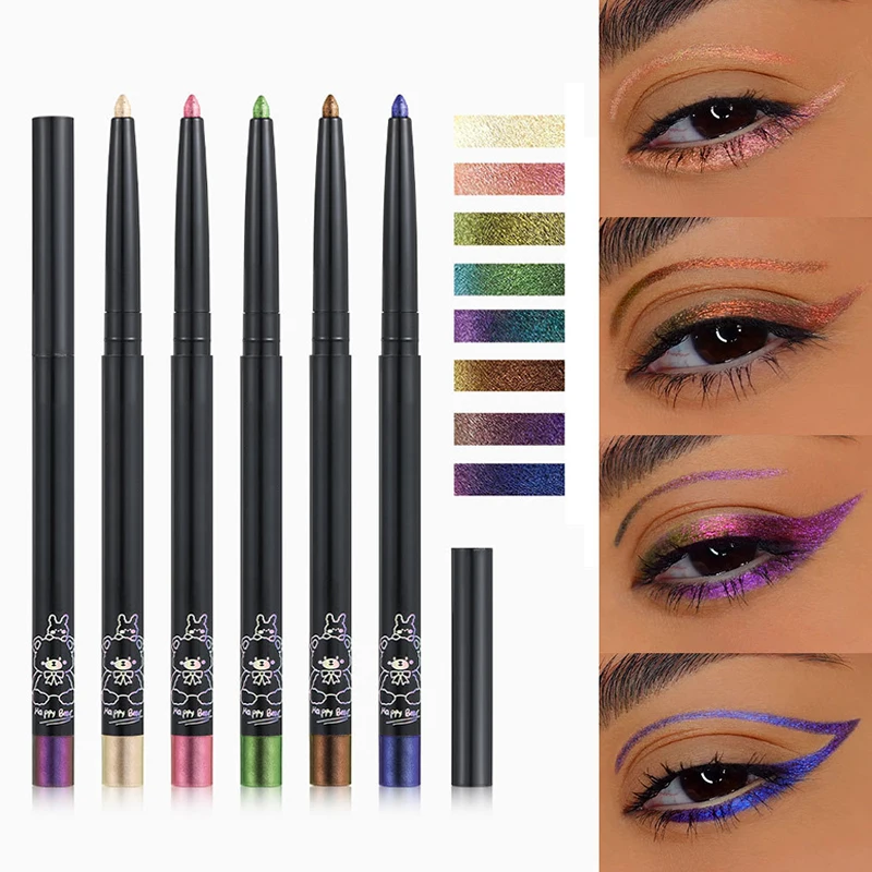 Shiny Metallic Eyeliner Multi Chrome Eye Liner Waterproof Lasting Shiny Metallic Eyeshadow Lying Silkworm Purple Makeup Pigment