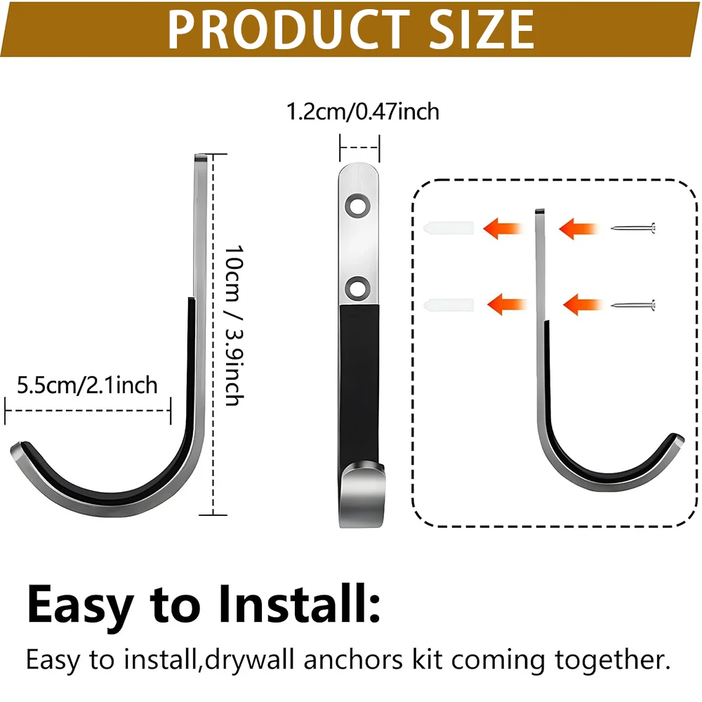 Heavy Duty Gun Rack Wall Mount J-Hook Holder - Rifle Shotgun Bow Horizontal Display Storage Rack with Soft Padding for Garage