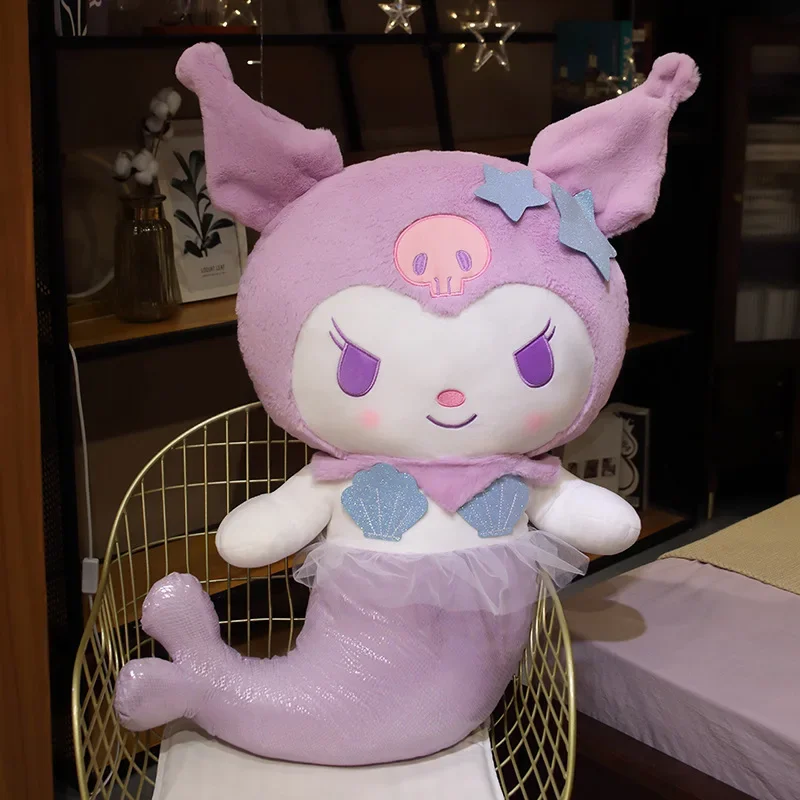 50/65cm Kawaii Sanrio Hello Kitty Kuromi My Melody Mermaid Plush Toys Cute Plushies Soft Stuffed Dolls Cushion Kids Pillow Gifts