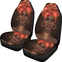 African American Pretty Girl Black Woman Set of 2 Car Seat Covers - seat Cover for carseats Front seat Car Accessories Universal