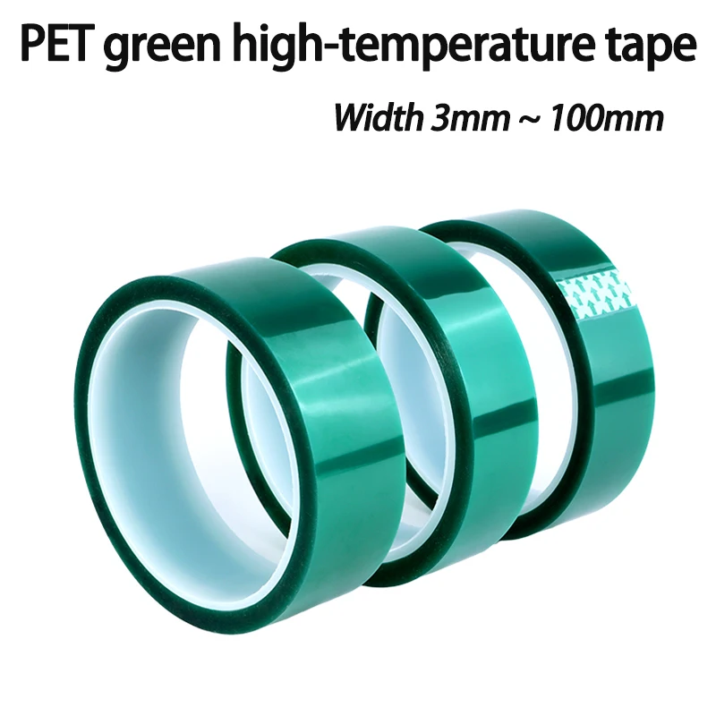 High Temperature 33M/Roll PET Tape Green Film 3 - 100mm Heat Resistant Insulated PCB Solder SMT Plating Shield Protection Tapes