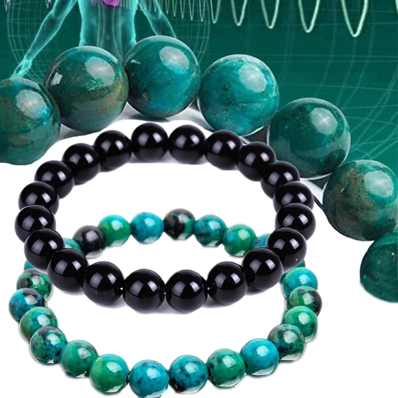 Chrysocolla Malachite Bracelets for Women Men Natural Stone Beads Slimming Bracelet Diabetes Relief Bracelet Lose Weight Jewelry