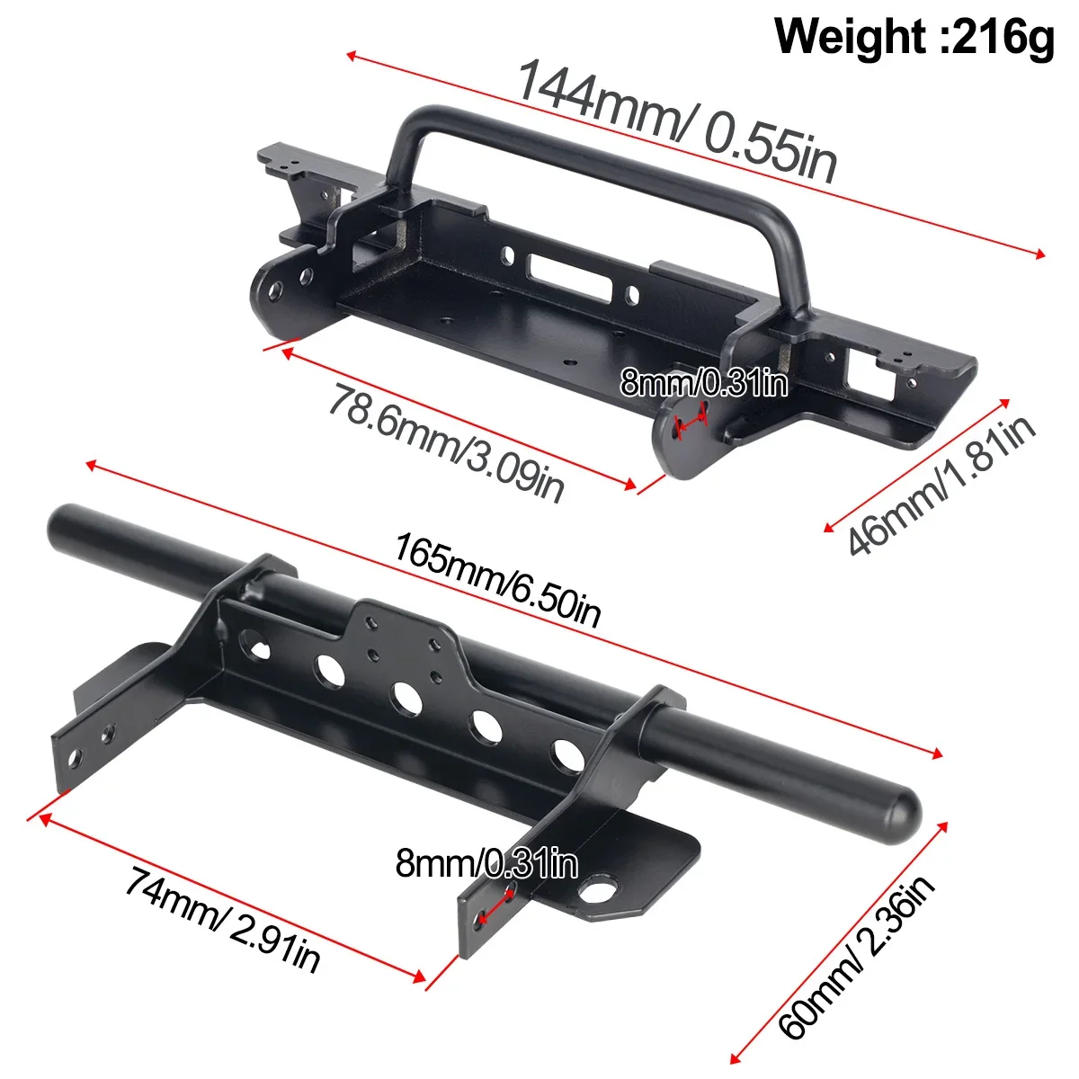 Pare-chocs avant et arrière en métal pour châssis de voiture sur chenilles 1/10 RC LCG Vanquish F10 VS4-10 Phoenix, pièces de mise à niveau
