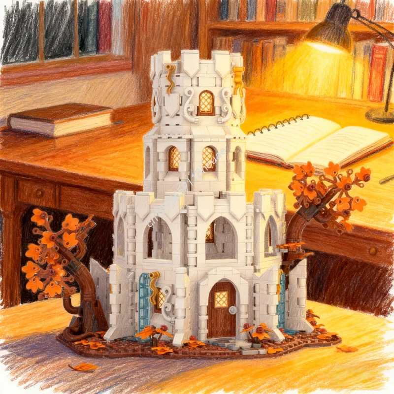 1470pcs MOC White Wizard S Tower Castle Model Bouwstenen Architectuur Onderwijs Creatief Speelgoed Kerstcadeaus Baksteen Kinderen
