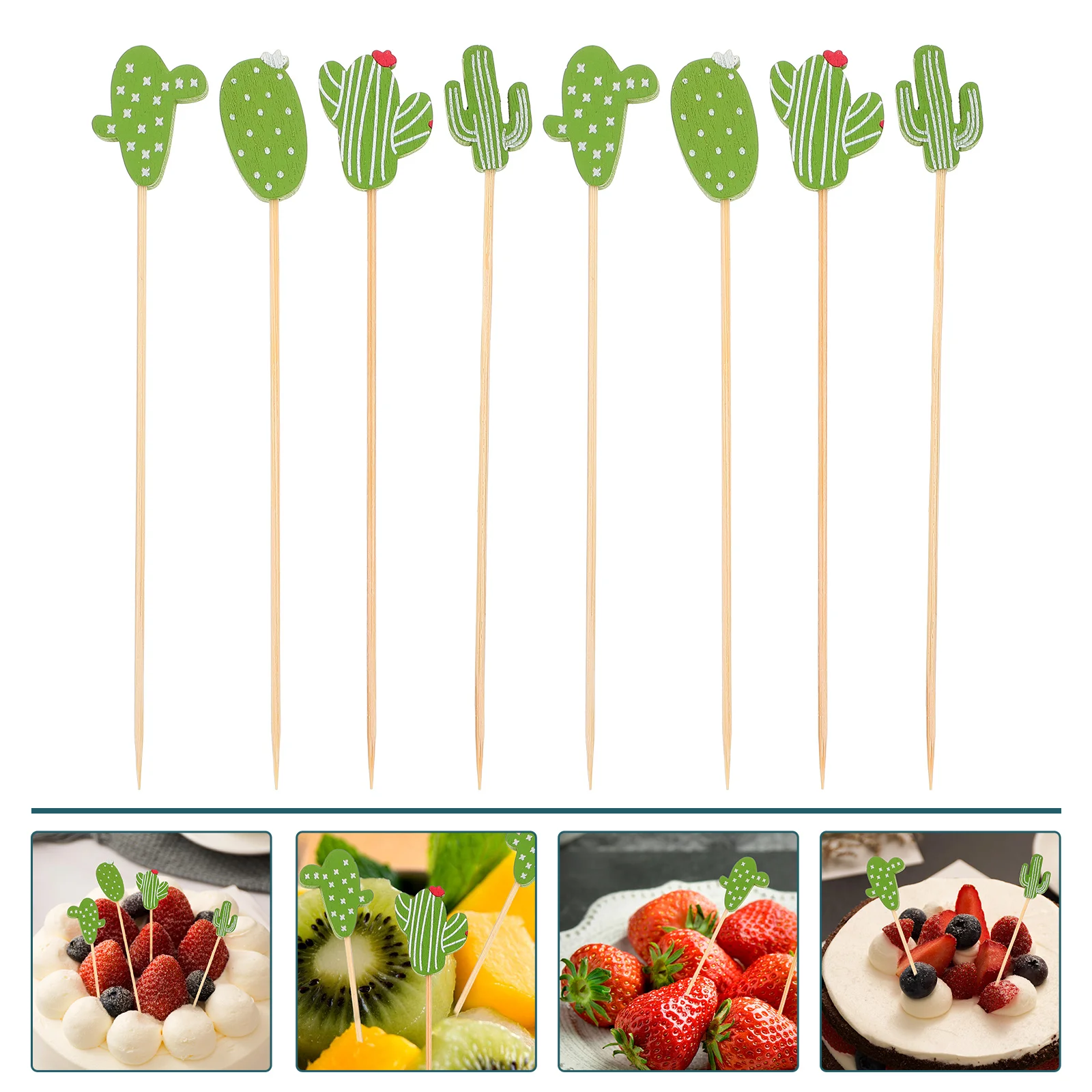 

Fruit Green Leaf Labels Fruits Cactus Food Toothpicks One-time Sign Bamboo