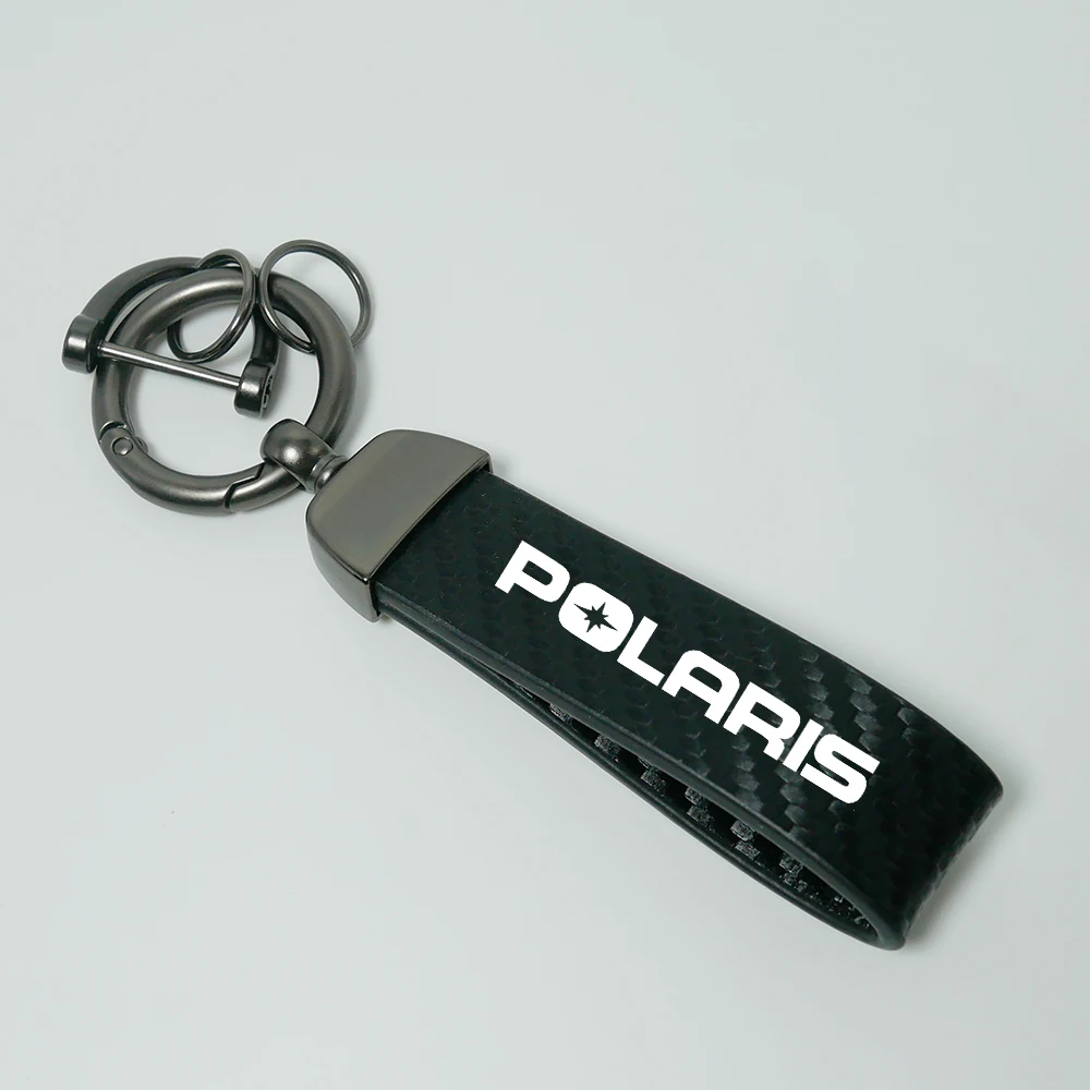 Car Keychain POLARIS Keyring Carbon Fiber Grain Keyring Motorcycle Keychain POLARIS Funny Decoration Auto Accessories