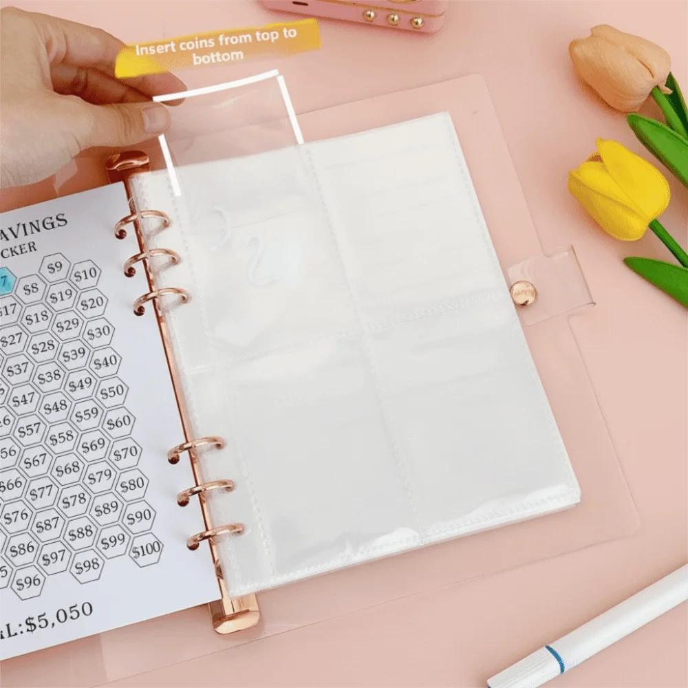 Financial Management 100 Envelope Savings Challenge 100 Envelope Loose-Leaf Binder A5 Budget Binders Set Cherry Blossom