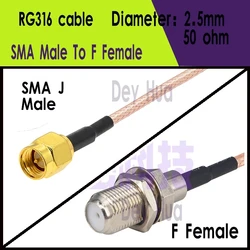 Conector RF RG316 de 15CM, 20CM, 25CM, SMA macho a F hembra, cabezal de alta frecuencia, 1 piezas/10 Uds.