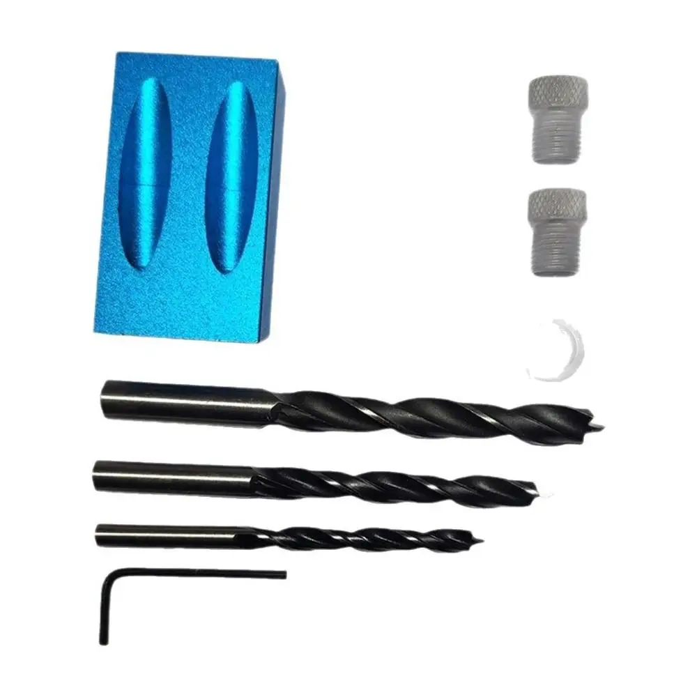 Precision Pocket Hole Jig Kit Aluminum Alloy Rust-resistant Oblique Hole Locator Frosted Oblique Hole Woodworking Jig