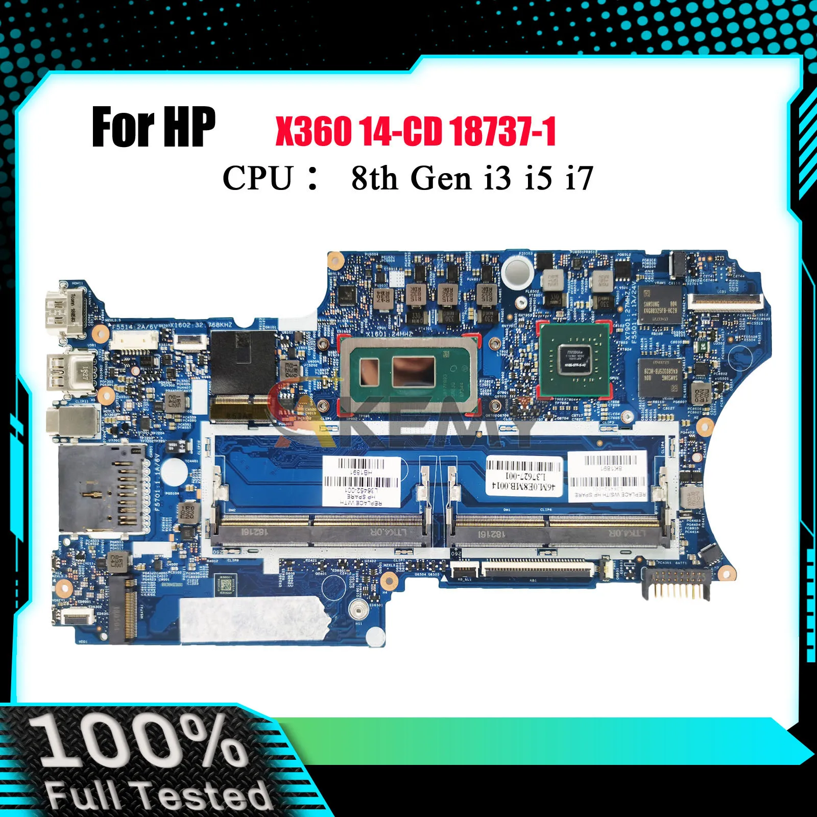 

18737-1 Laptop Motherboard L36451-001 L37627-601 For HP Pavilion X360 14-CD 14M-CD With i3 i5 i7 CPU 2G-GPU 100% Fully Tested