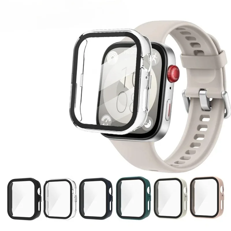Funda de vidrio templado Scrub para Huawei Watch Fit 3, correa de reloj inteligente, cubierta protectora, parachoques, Protector de pantalla, marco de carcasa