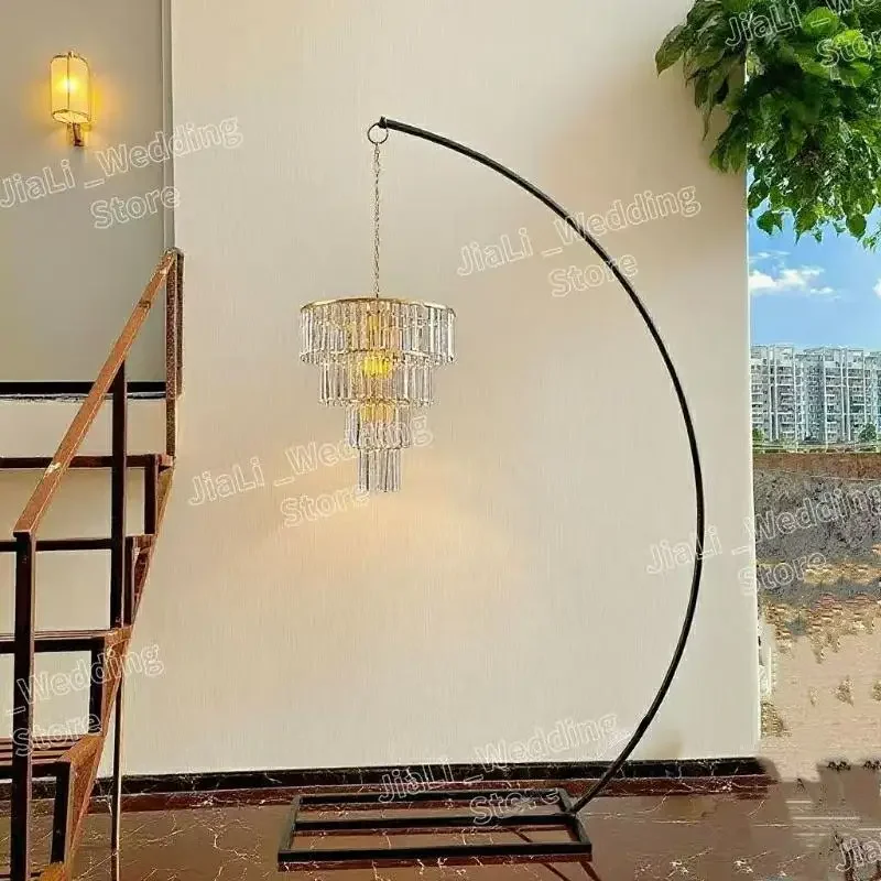 

Wedding Stage Hall Flower Arch Crystal Pendant Hanger Props Aisle Walkway Centerpieces Road Lead Wall Decor Display Stand 4pcs