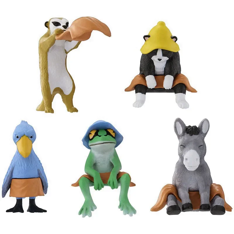 Bandai Japan Gashapon Figurka Anime Cute Animal Sauna Frog Shoebill Cat Kawaii Figurka Gacha P9 Capsule Toys Desktop Decor