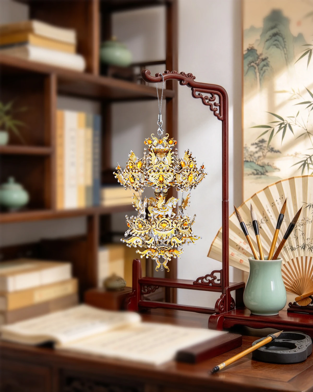 Gilded Carousel 3D Metal Model Kit assembled display