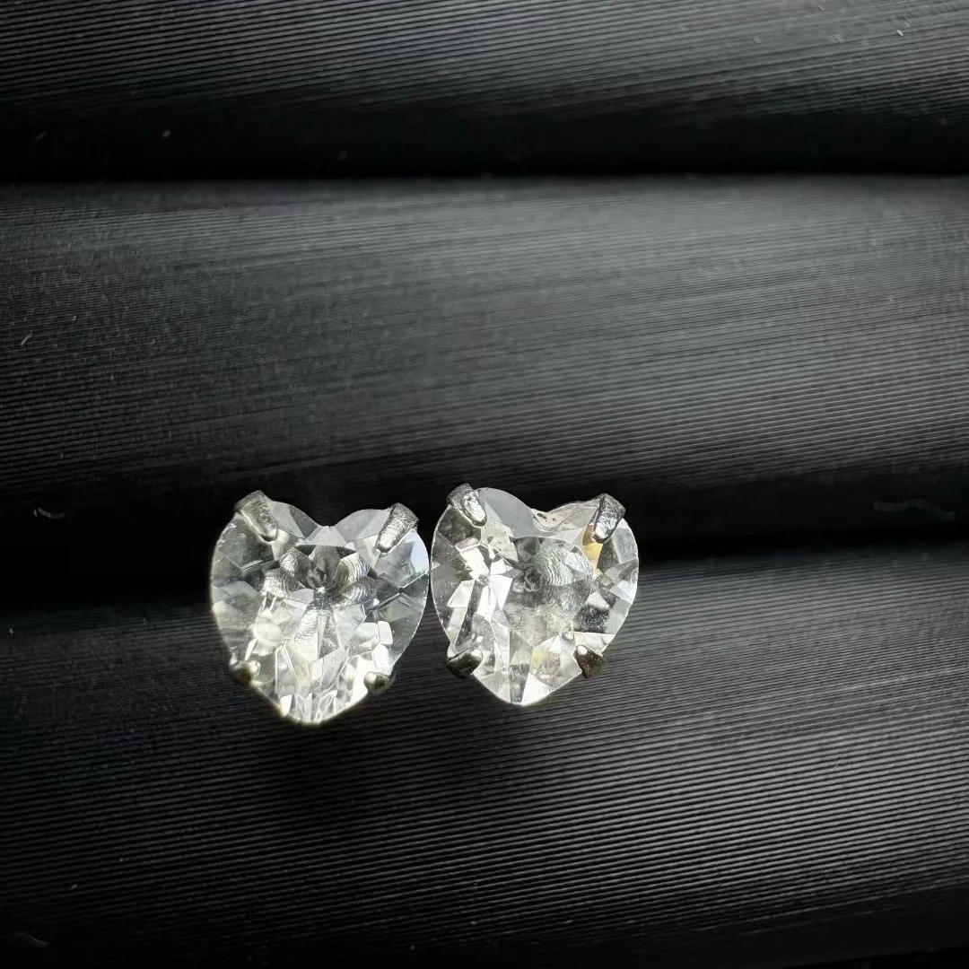 

1 пара Fengbaowu, натуральный камень, горный кварц, кристалл, серьги-гвоздики в форме сердца, 5 мм, сердце, стерлинговое серебро 925 пробы, ювелирные изделия, подарок для женщин