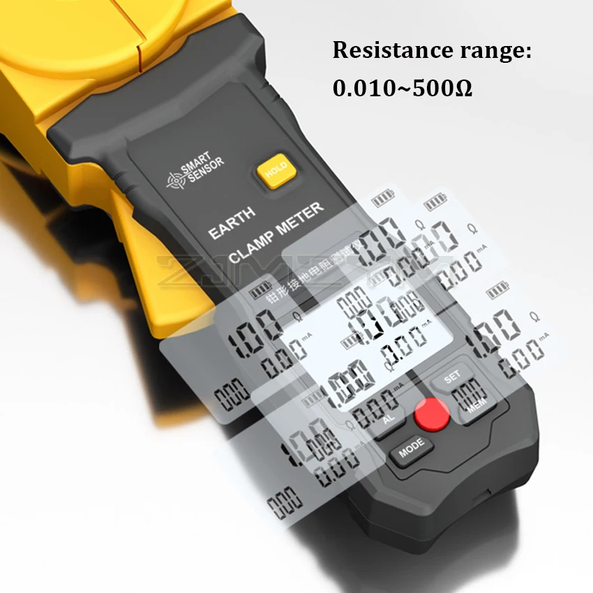 ST4100 Digital LCD Clamp Ground Resistance Meter Ground Earth Resistance Meter Tester Resistance range 0.010~500Ω Data Storage