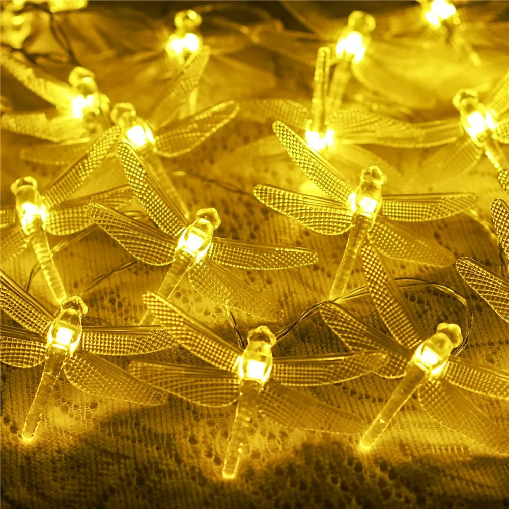 Libellen-Lichterkette, 40 LEDs, dekorativer funkelnder Lichterkette, batteriebetrieben, für Schlafzimmer, Hochzeit, Weihnachtsdekoration – Detail 4