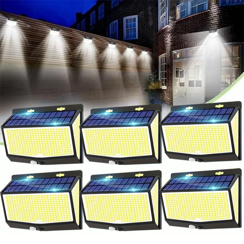 

1/2/4/6PCS Solar Outdoor Wall Lights with Human Body Sensing 468LED IP65 Waterproof 3 Modes Suitable for Lane Gardens