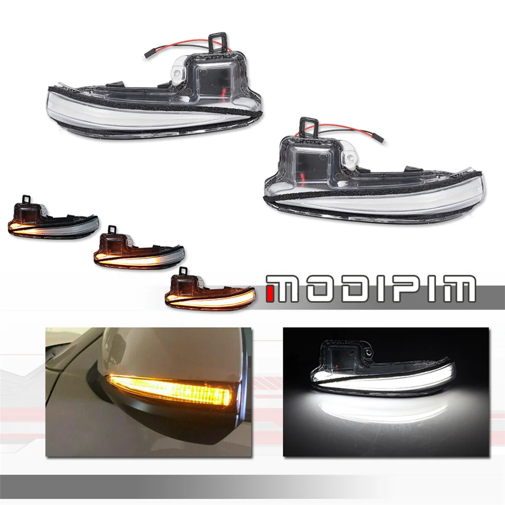 White & Sequential Amber LED Car Front Side Mirror Lights DRL For Lexus LM For Toyota Tacoma RAV4 Highlander Alphard Vellfire