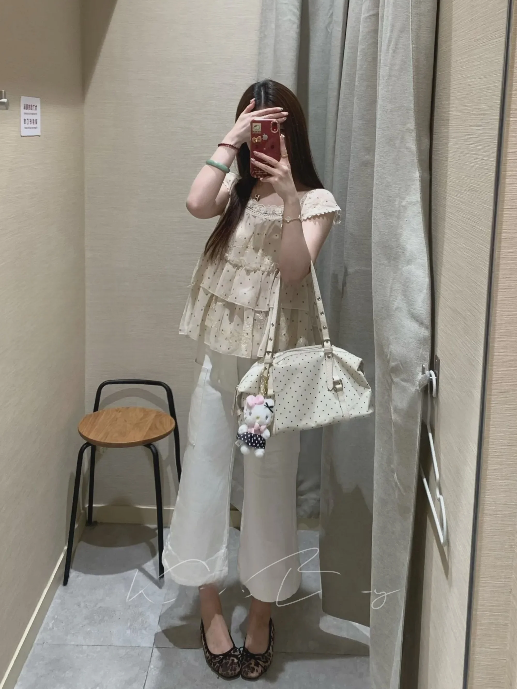Korean Style Precise Splicing Polka Dot Embroidery Lace Fly Sleeve Sweet Wind Lotus  Waist Inward Soft Top Women's T-shirt