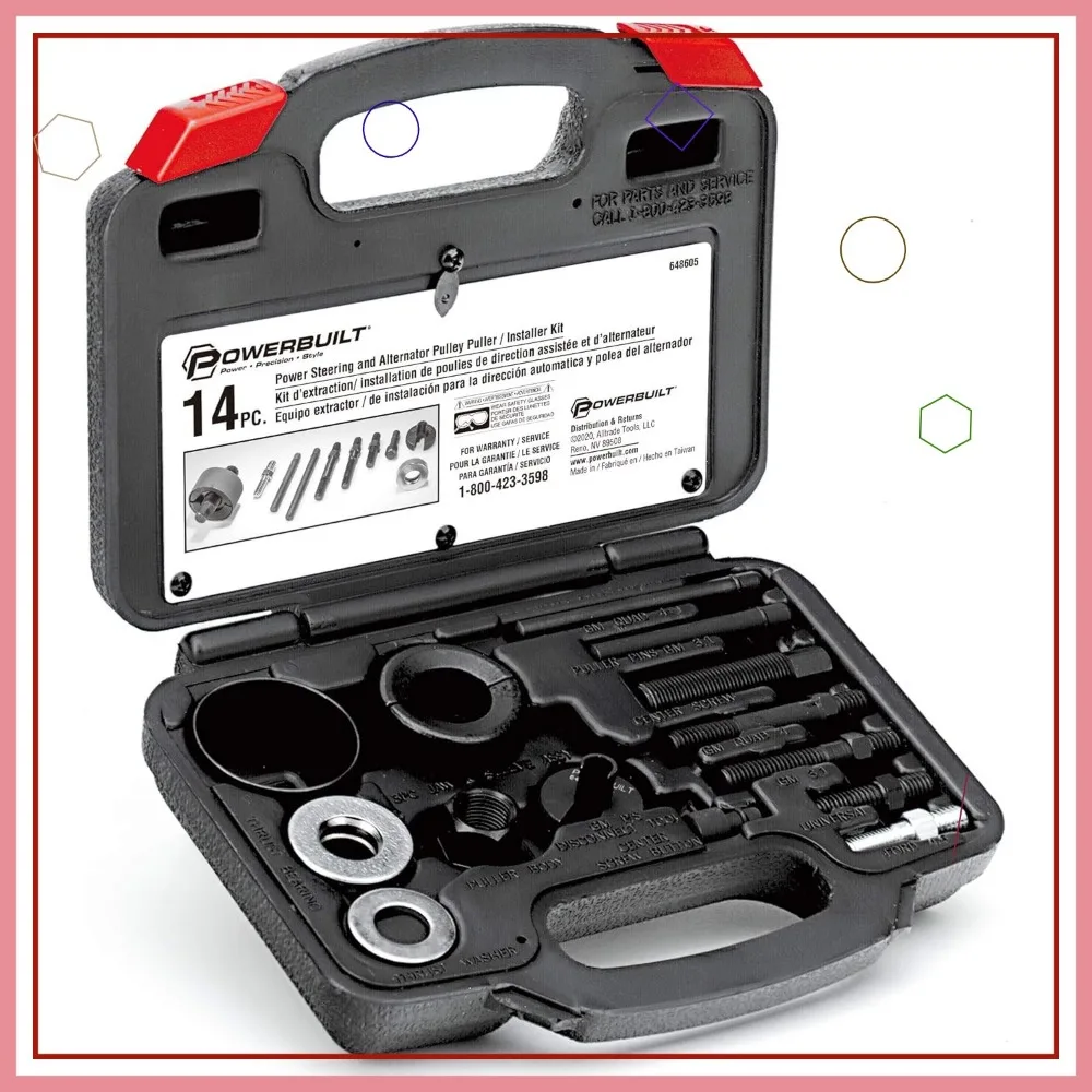 

Universal Power Steering & Alternator Pulley Removal Tool Set with Storage Case for Car Repair