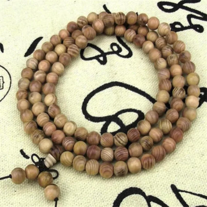 

8mm Wood Beads 108 Beads Bracelet Link Artisan Health Bohemian Mala Japa Wear Gift Unisex Women Prayer