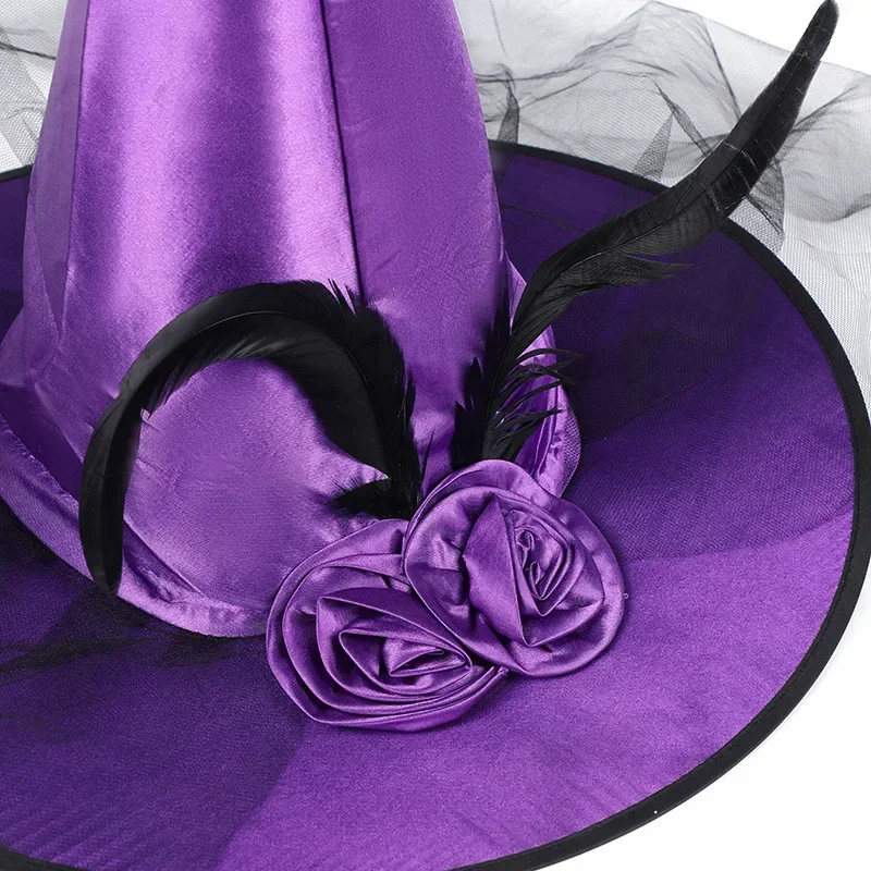 Halloween Vintage Spitze Hexen hut Dekoration Dämon Hexe spitzen Hut Maskerade Vampir Kostüme Zubehör Cosplay Mesh Garn Hut
