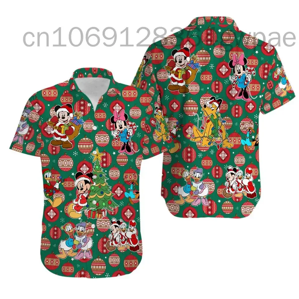 Mickey Mouse And Minnie Mouse Hawaiian Shirts Men\'s Women\'s Casual Short Sleeve Beach Shirts Disney Hawaiian Shirts Party Tops