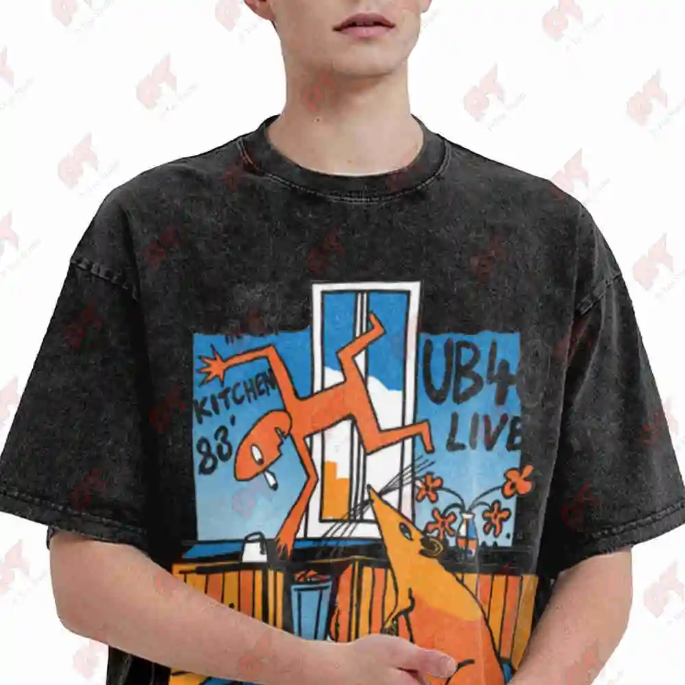 UB40 1988 Rat In My Kitchen Tour Moscow Vintage Washed Tee Pure Cotton T-Shirt