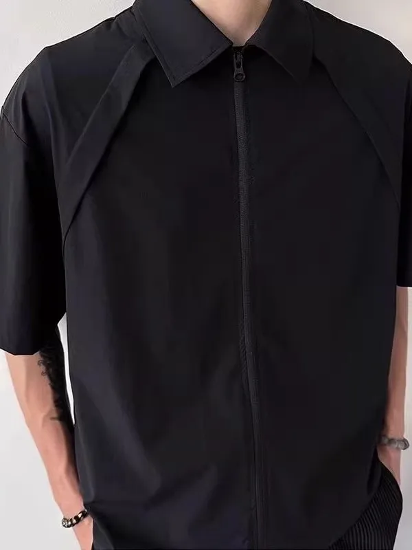 

Large Size Zipper ort Sve Loose Men's irt Cleanfit Summer Design Casual Trendy ex irt Cool Feeling Regular Fit