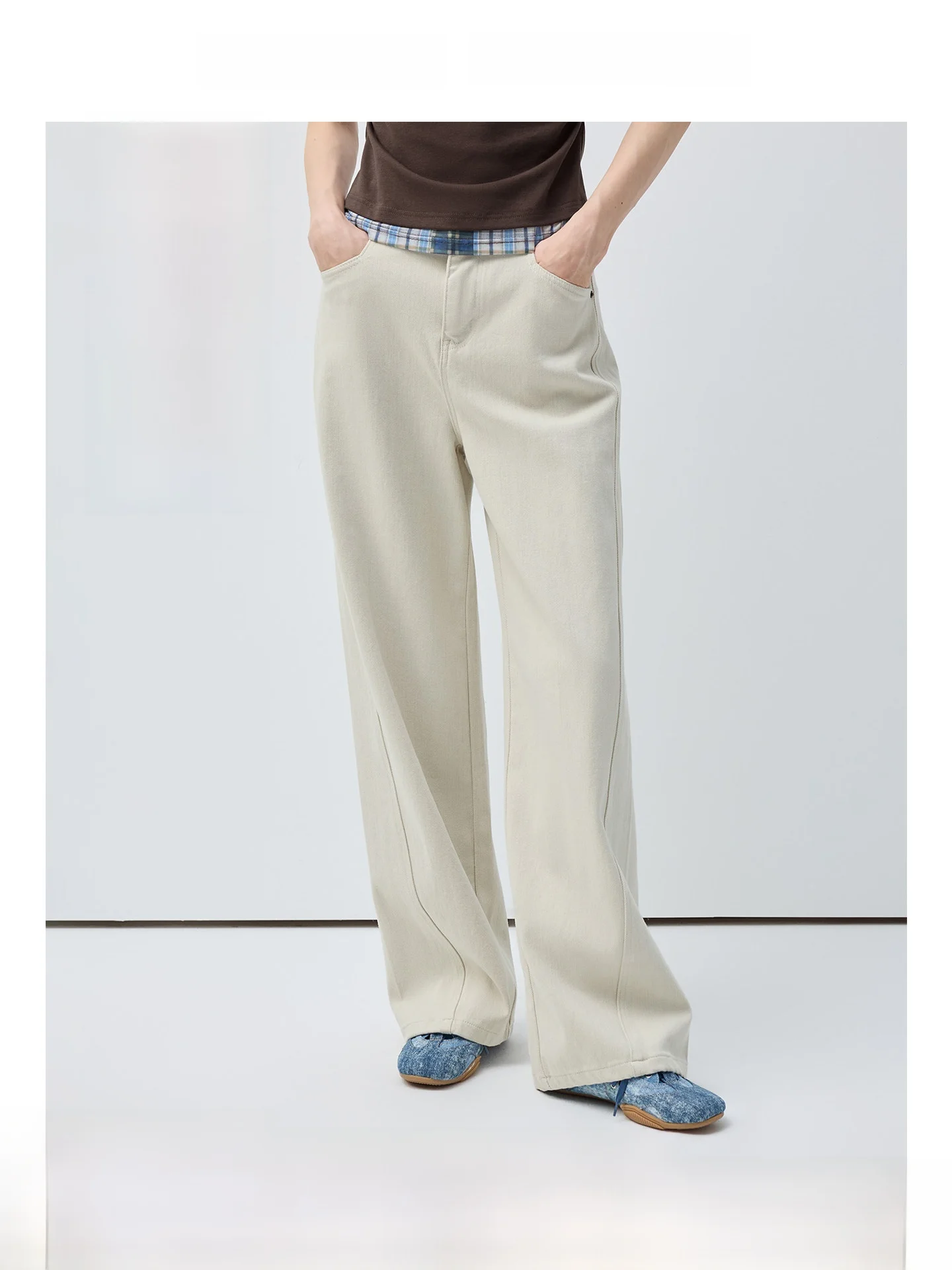 

plus Size Women's Straight Leg Jeans High Waist Casual Loose Fit Spring Slimming Wide Leg Pants Versatile for Plump MM