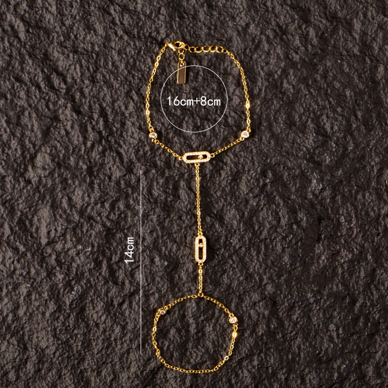 1. Fashion Minimalist Dainty Thin Chain Hand Harness Bracelet Connected Finger Ring Wrist Chain Elegant Hand Jewelry Gifts For L