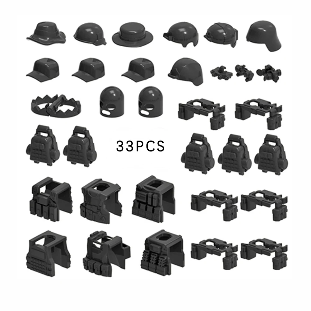 Military Building Blocks with Mini Soldier Figures, Special Force Tactical Equipment Set, Bulletproof Vests & Armor Accessories view 3