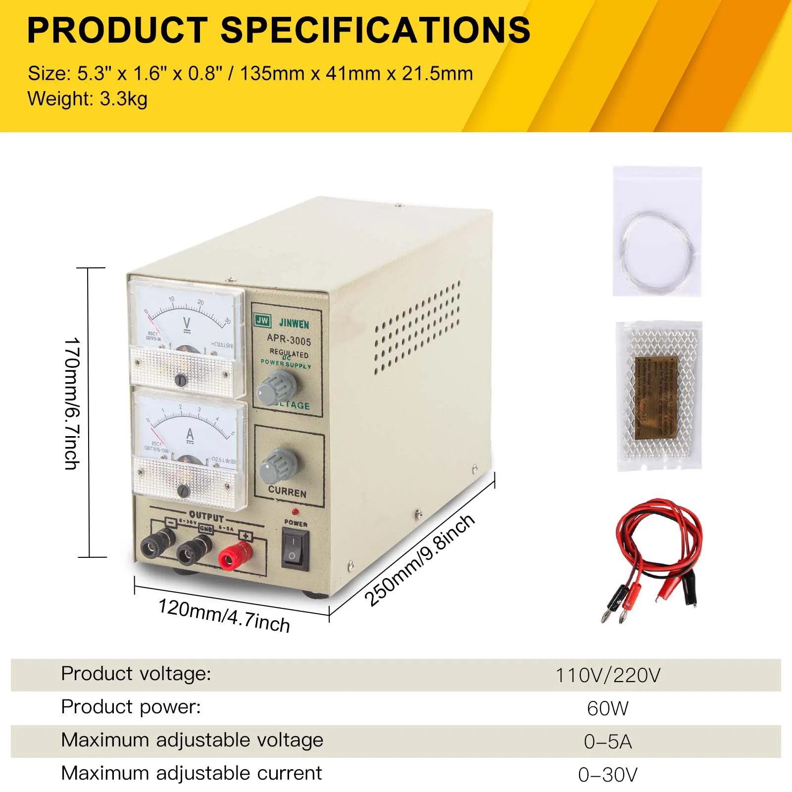 APR-3005 Jewelry Electroplating Rectifier DC Power Supply Adjustable for Gold Silver Rhodium Plating Jewelry Making Tool