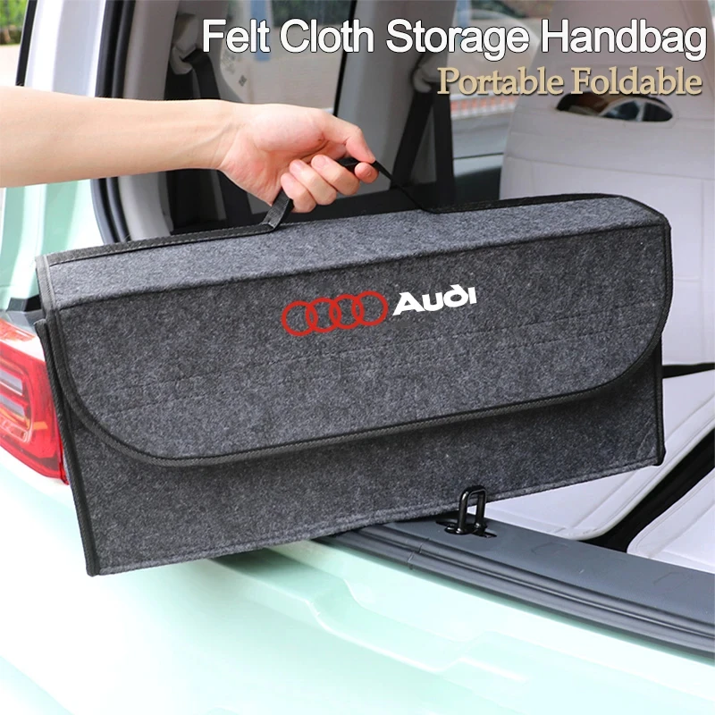 Car Felt Cloth Storage Bag Folding Organizer Box Trunk Tool Case For Audi Sline A1 A3 A4 A5 A6 A7 A8 B8 B9 B6 C6 Q2 Q3 Q5 Q7 Q8