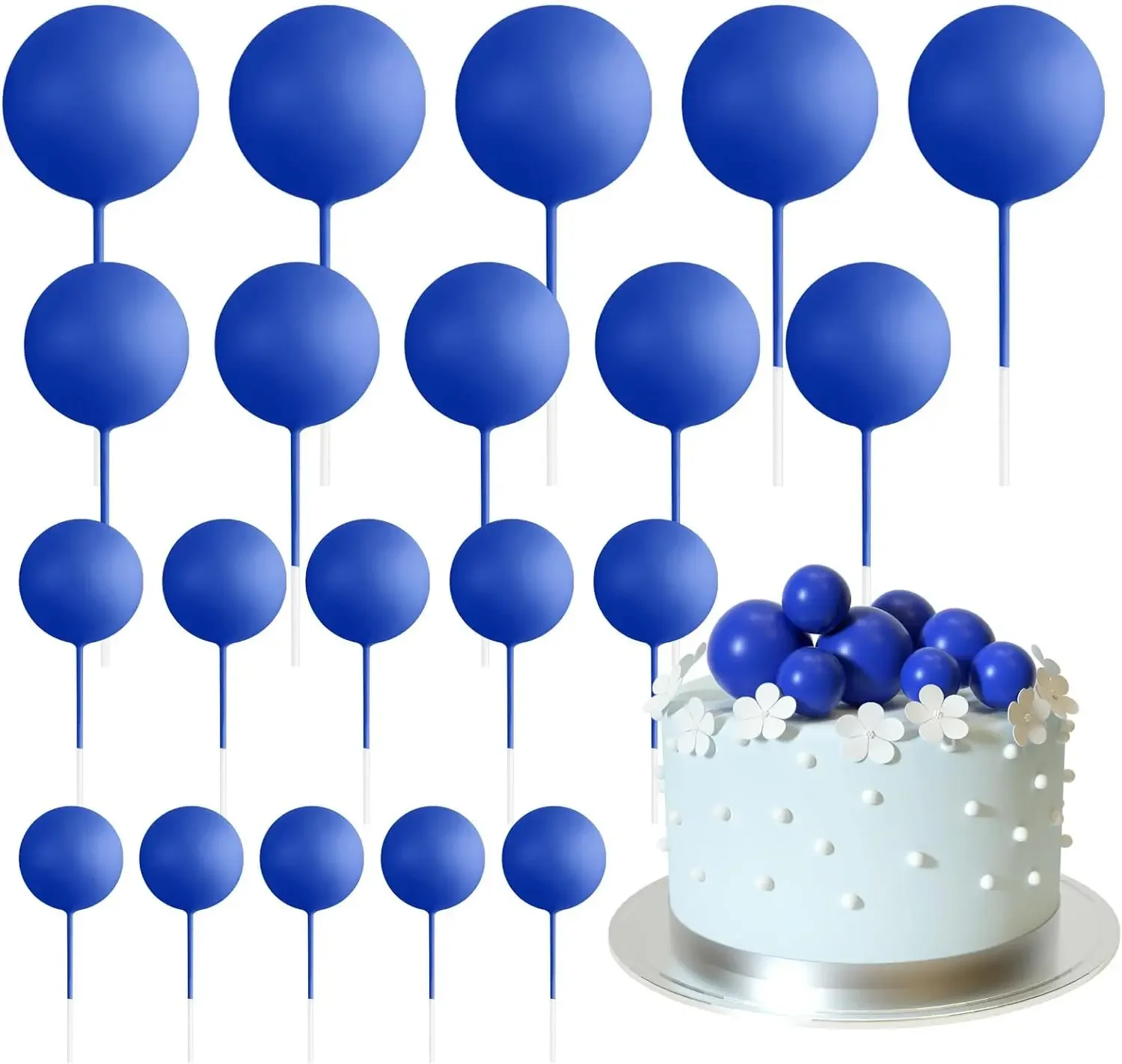 20-teilige Mini-Ballon-Kuchenaufsatz-Dekorationen mit goldenen Kugelpicks – festliche Kuchendekoration für Feiern