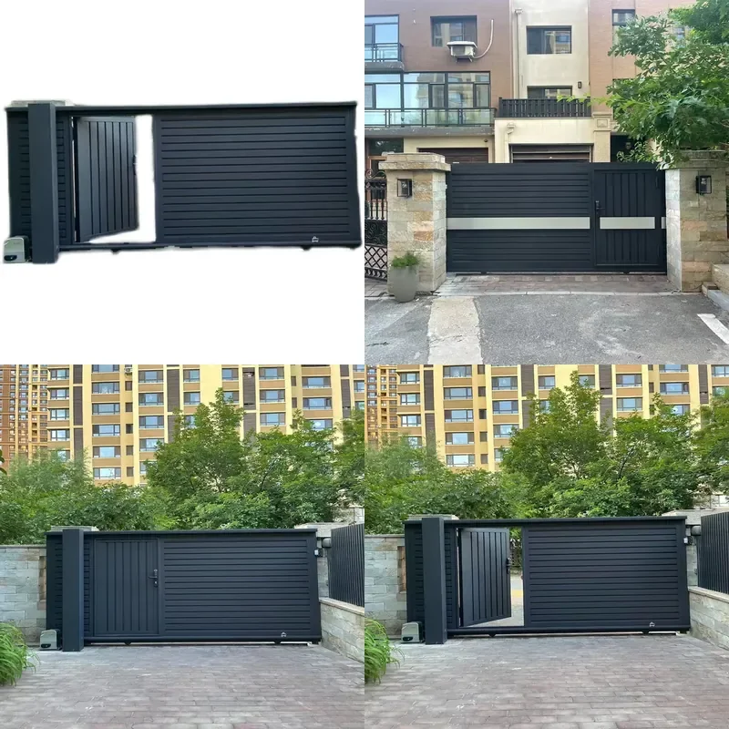 Aluminum Stainless Steel Electric Folding Sliding Gate Double Door for Villa Garden Courtyard Outdoor Yard Entrance