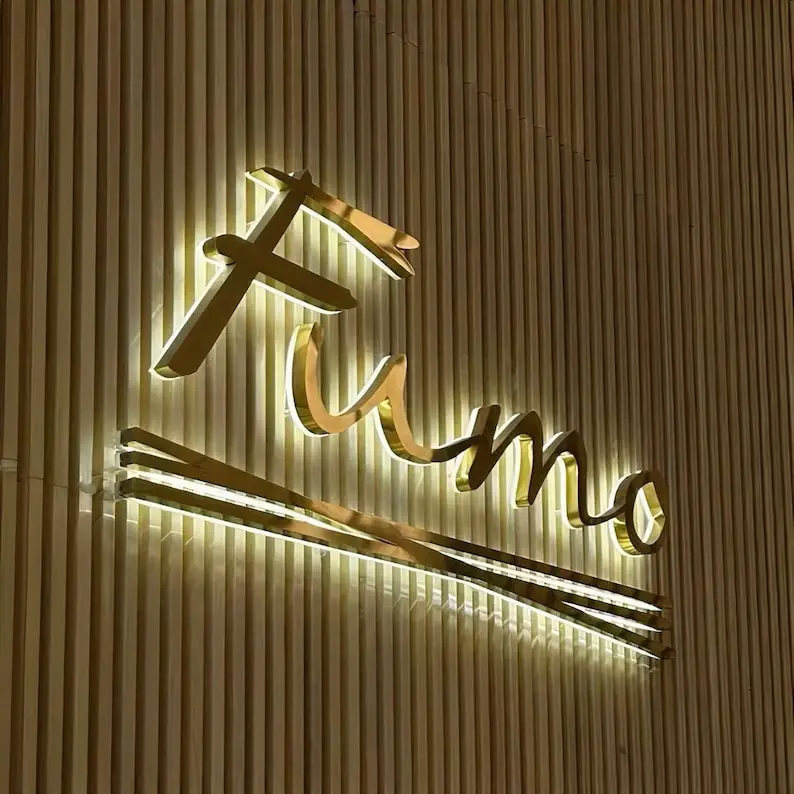 Custom Backlit Business Logo, Halo illuminated 3D Sign, Company Signage,Office Sign Outdoor/indoor  Led Sign, Large Metal Letter