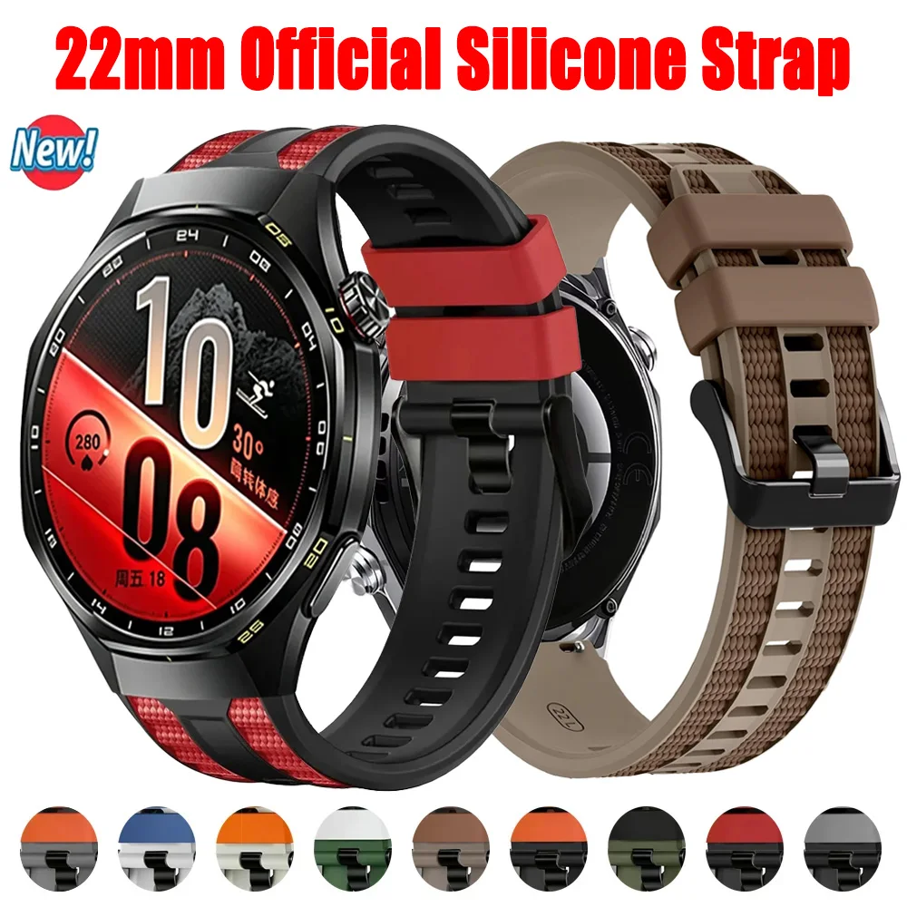22mm Official Silicone Strap For Huawei Watch 5 GT7 6 5 GT7 Pro 46mm Two-color Wristband For Huawei Watch Ultimate 2/GT Runner 2