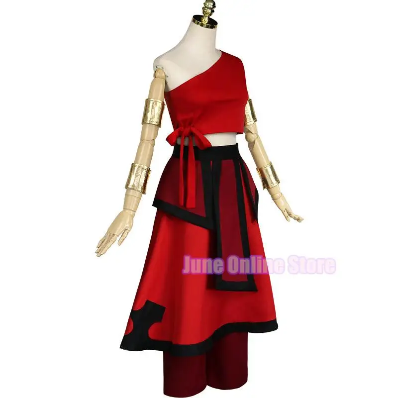 Anime Avatar De Laatste Airbender Cosplay Katara Fire Nation Cosplay Kostuum Rood Uniform Volwassen Vrouwen Halloween Carnaval Kleding