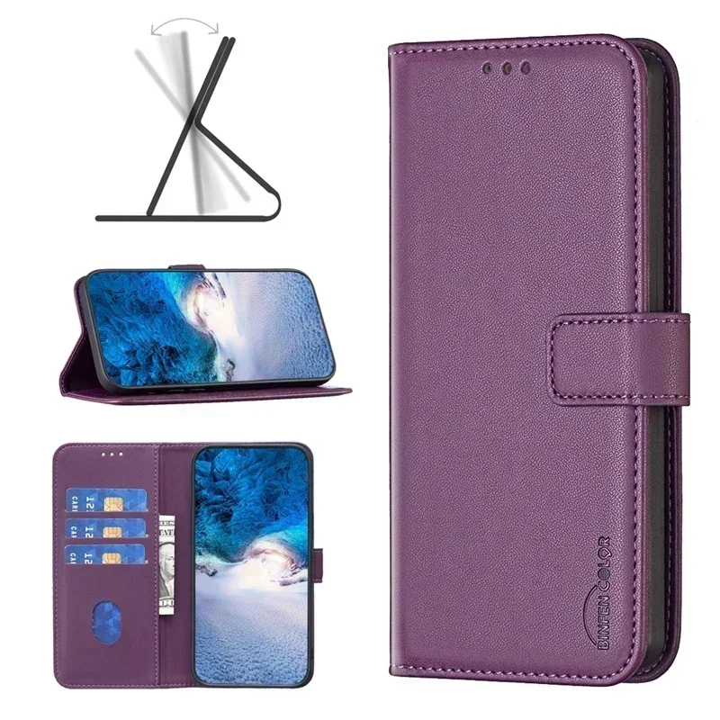 For Samsung Galaxy M15 Case Galaxi M15 Coque Solid Color Leather Wallet Phone Cover For Samsung M 15 SM-M156B Stand Case Fundas