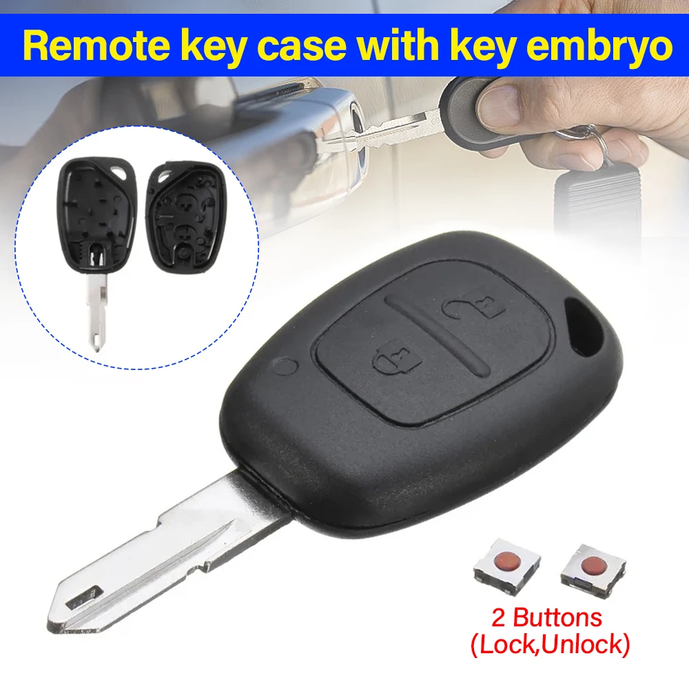 1/2pcs Car 2 Button Key Shell Cover For Opel Vivaro For Renault Movano Trafic For Renault Kangoo Remote Control Key Housing