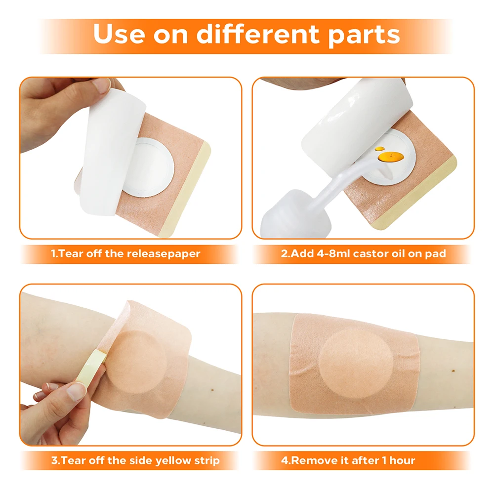 10/30/50pcs Castor Oil Belly Button Patches Ultra-Thin Leak-Proof Adhesive Pads for Sleep Travel Organic Cotton Detox Wraps