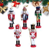 Christmas Nutcracker Figures Wooden Nutcracker Puppet Soldier Doll Figures 5pcs Mini Nutcracker Figure Decoration For Winter