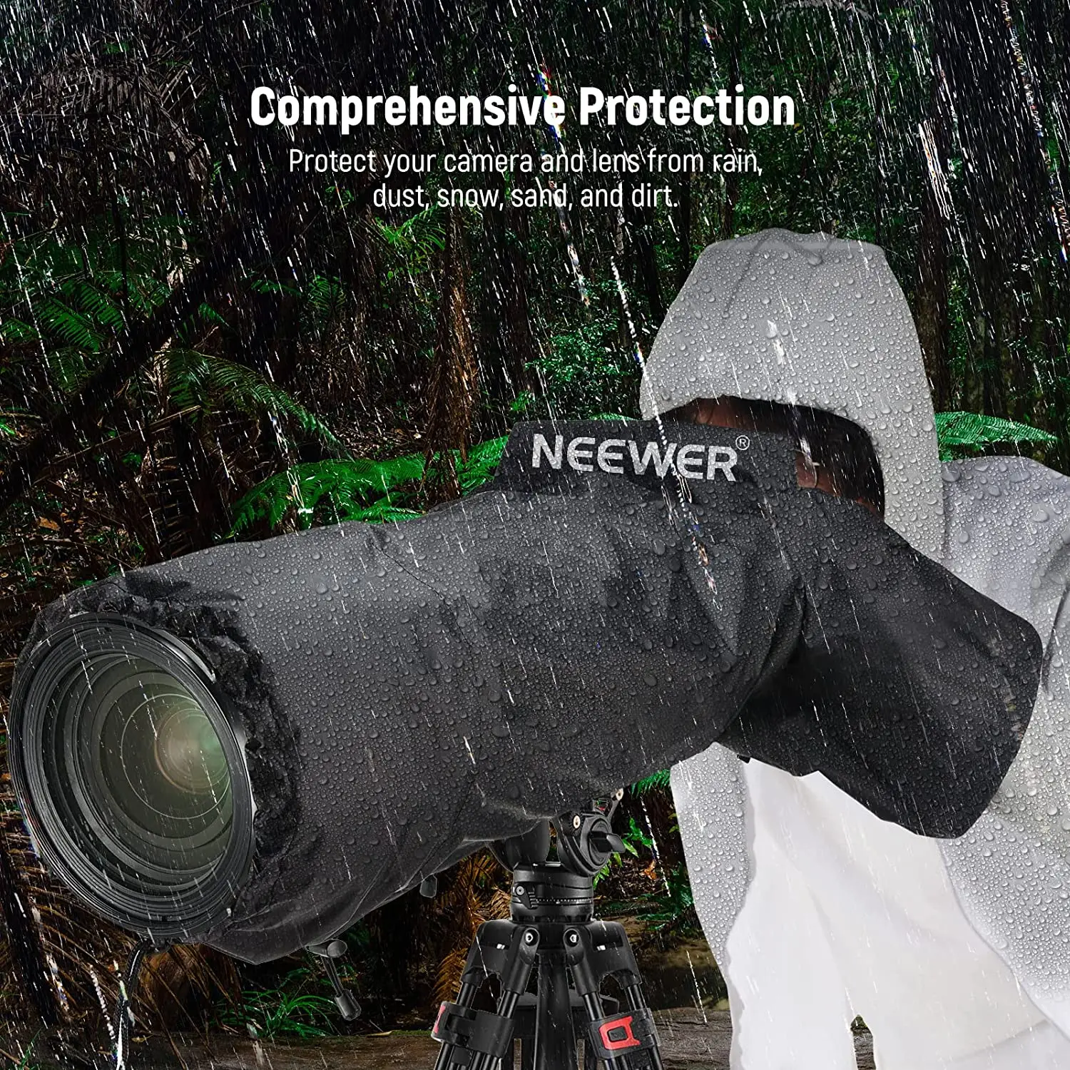 NEEWER Camera Rain Cover, Large Size Durable Nylon Raincoat for Canon Nikon Sony and Large Cameras and Lenses with 300/400/500mm