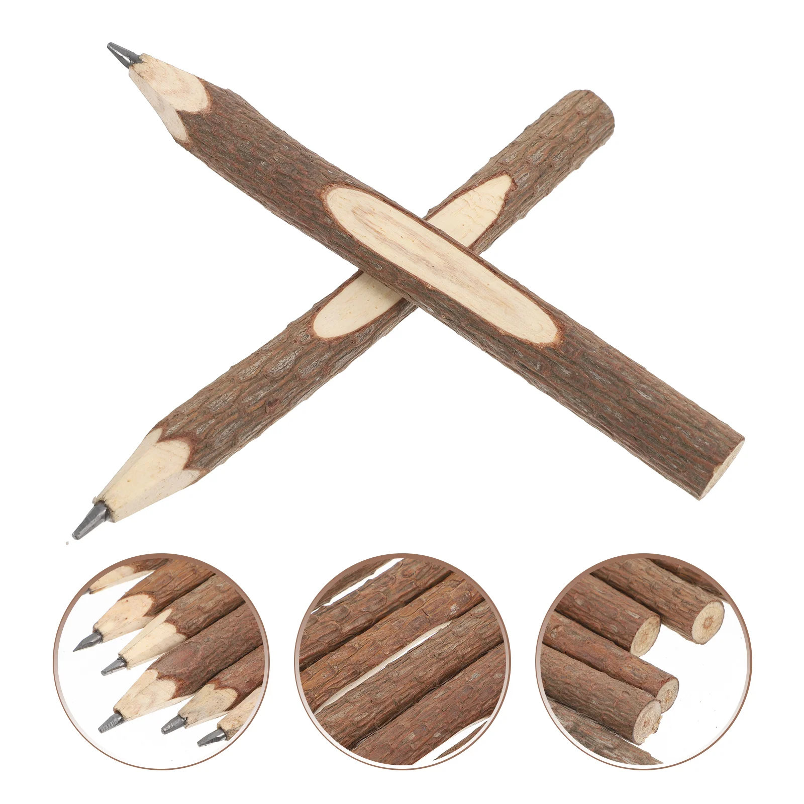 15 PCS Branch Pencils Twig Large Case Checkered Natural Bark Log Preschool for Kids