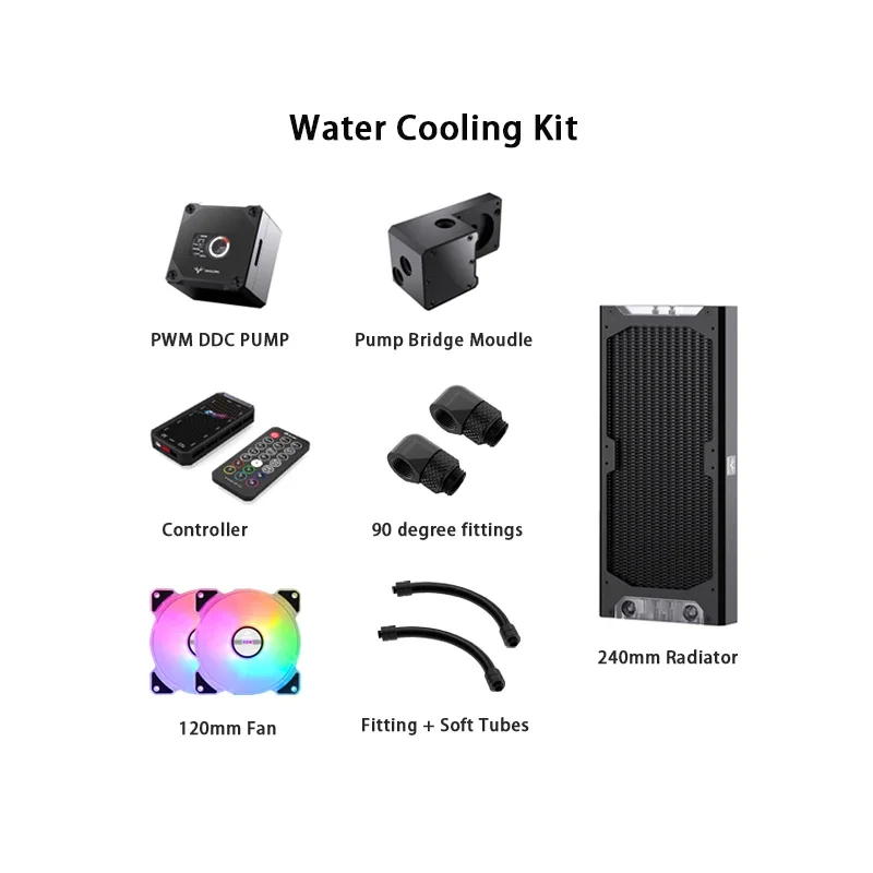 

Granzon Water Cooling Kit for AIO CPU GPU Block with Pump 120mm Fan 240mm 360mm Radiator PC System G1/4'' Fitting Hose Tube