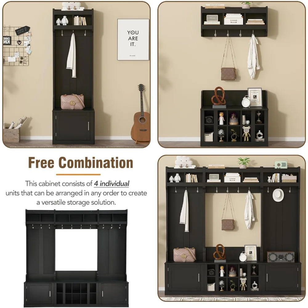 شجرة قاعة تخزين مع 10 خطافات ورف معطف المدخل وأثاث غرفة الطين على شكل مكعبات للأحذية #6