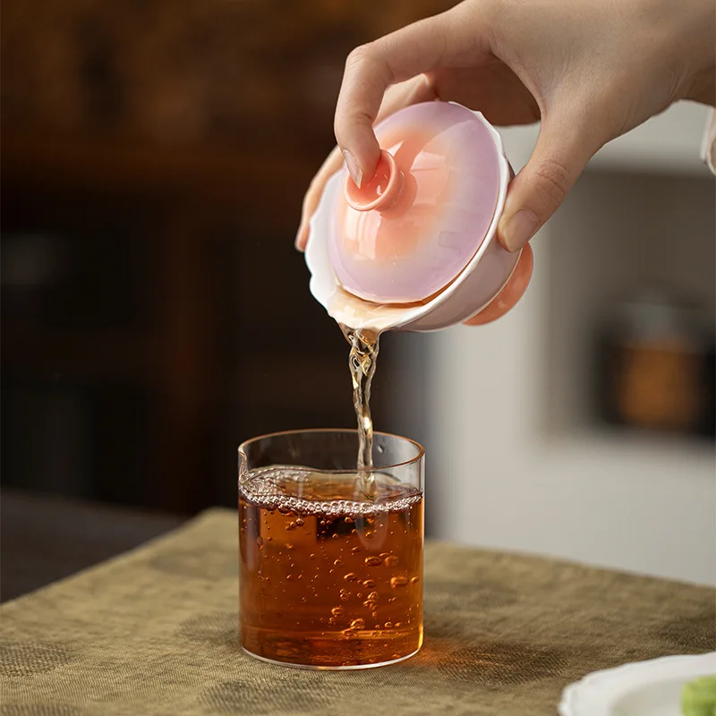 الربيع الصحوة جمع مشع الأرجواني تقليد أغنية سلالة زهرة الفم عالية القدم Gaiwan الكونغ فو طقم شاي المنزل شفاء Ser