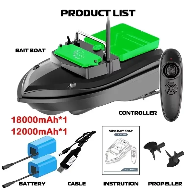 MBLN RC Bait Boat for Fishing, 500m Remote, 2kg Load, Single Hopper, Cruise Control, Waterproof, Easy Return. VX